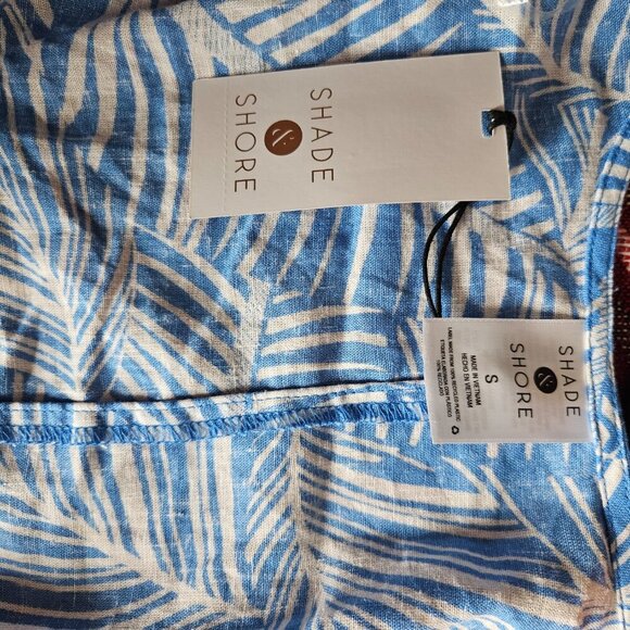 Shade & Shore Tropical Hawaiian Front Tie Linen Blend Cover Up Top Size Small - Picture 5 of 5
